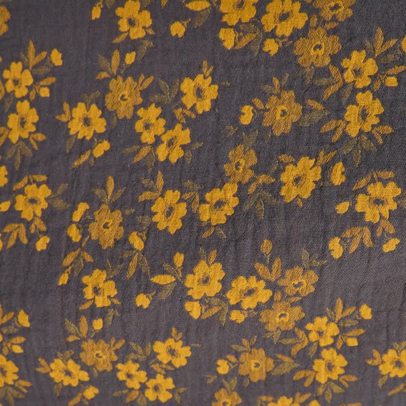 Kimono in garza di cotone a fantasia floreale gialla - image 9