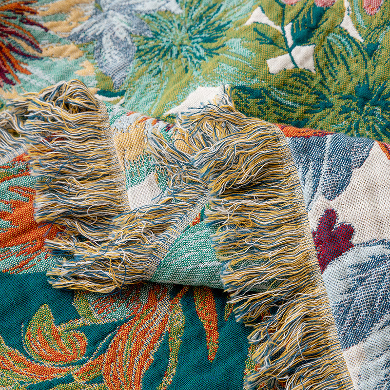 Trapunta reversibile in garza con motivo floreale tropicale vintage - image 4