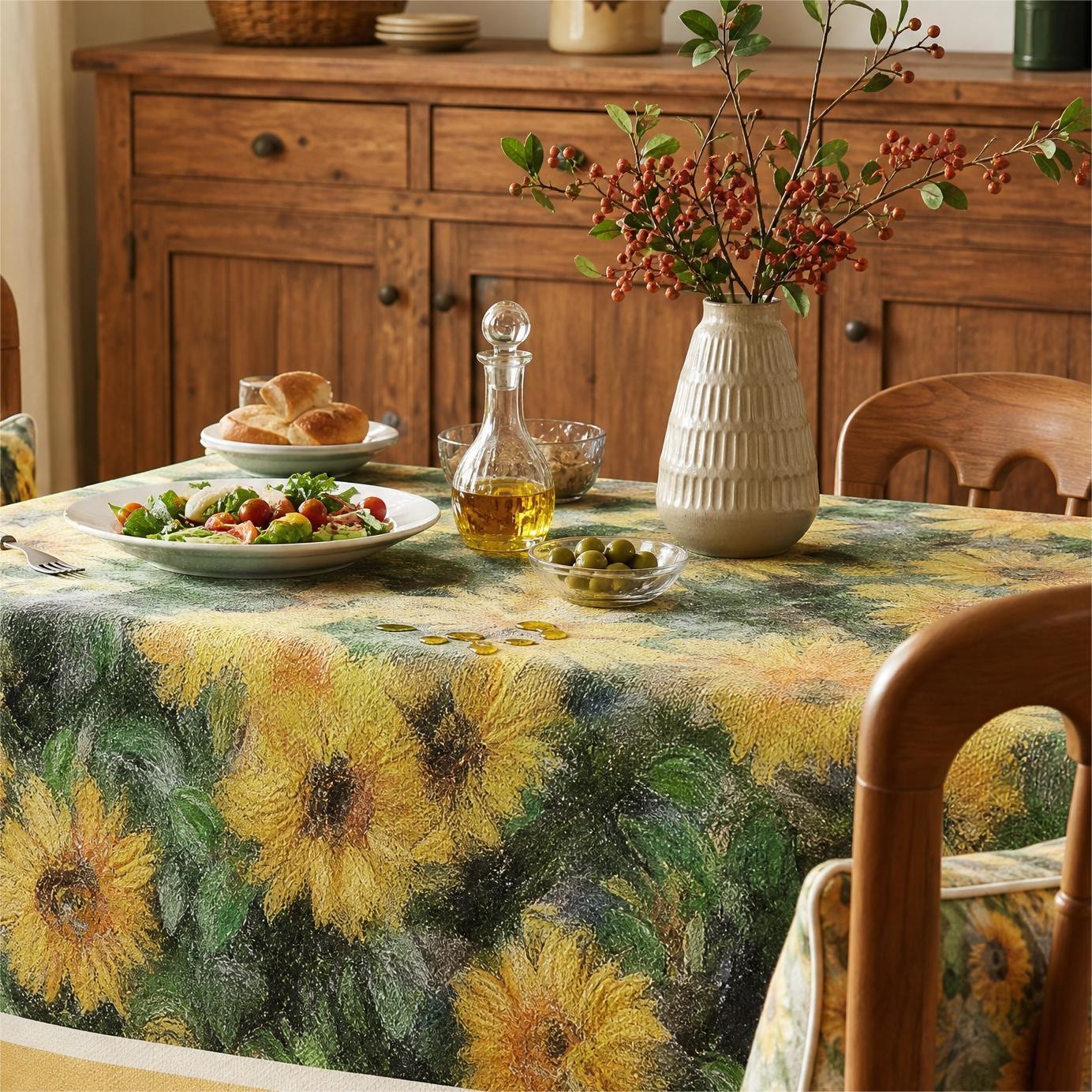 Tovaglia vintage con girasoli dipinti a mano - image 3