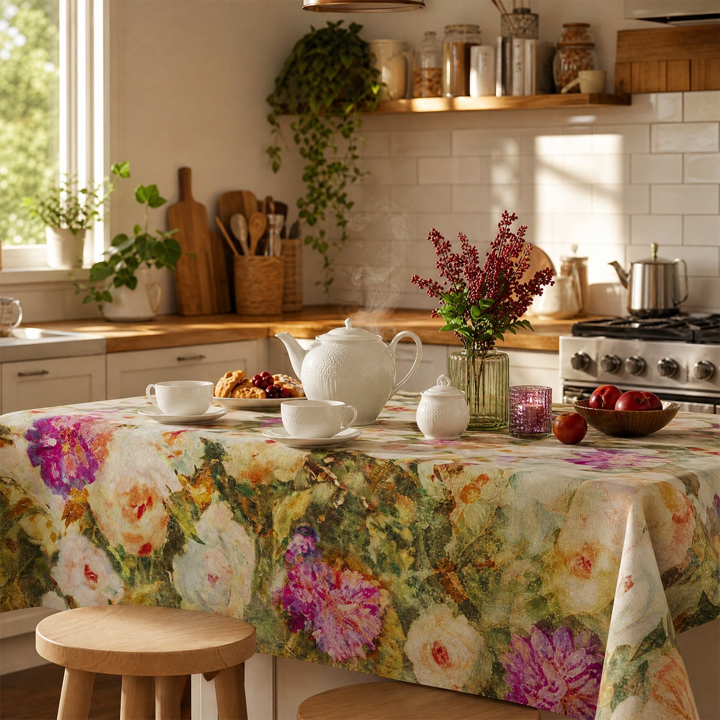 Tovaglia con rose in stile impressionista delicato - image 3