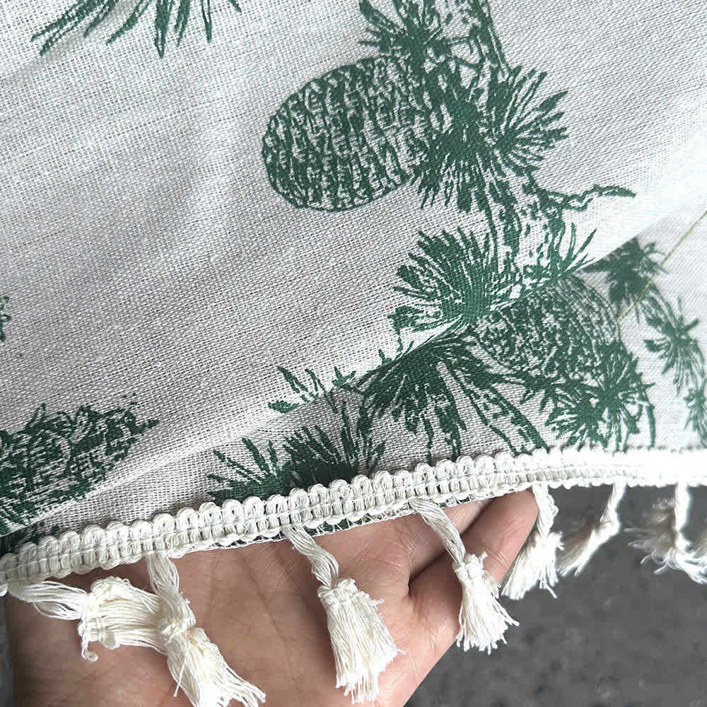Coperta da picnic vintage con stampa forestale e nappe - image 8