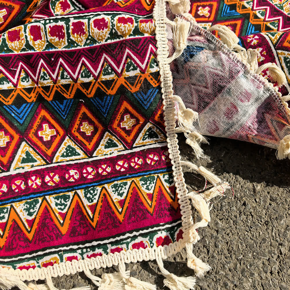 Coperta da picnic tribale in stile boho con nappe - image 5