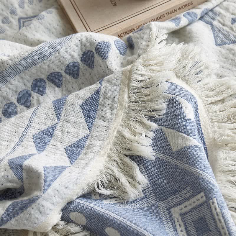 Coperta in cotone con motivo etnico floreale e geometrico - image 9