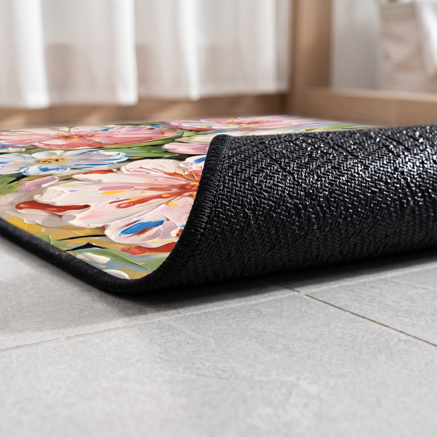 Tappeto da bagno con vivaci dipinti ad olio e motivi floreali - image 4