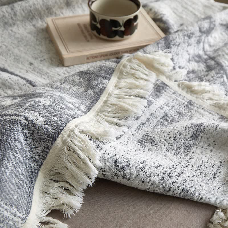 Coperta in garza di cotone con motivo astratto a inchiostro - image 6