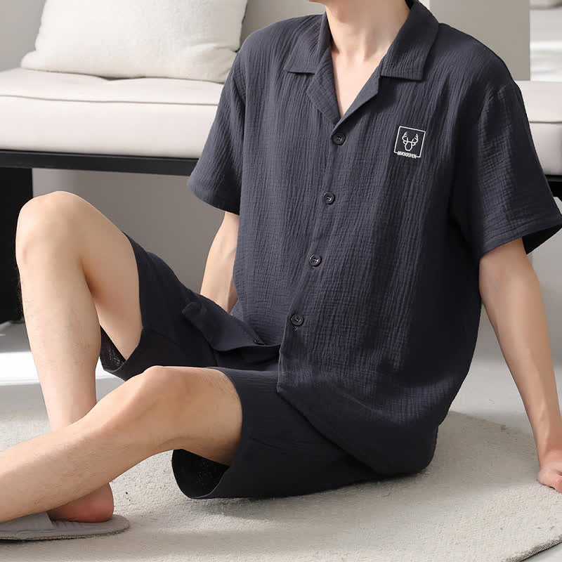 Completo da casa unisex in garza di cotone, ideale per il tempo libero. - Nero - 4XL - image 12