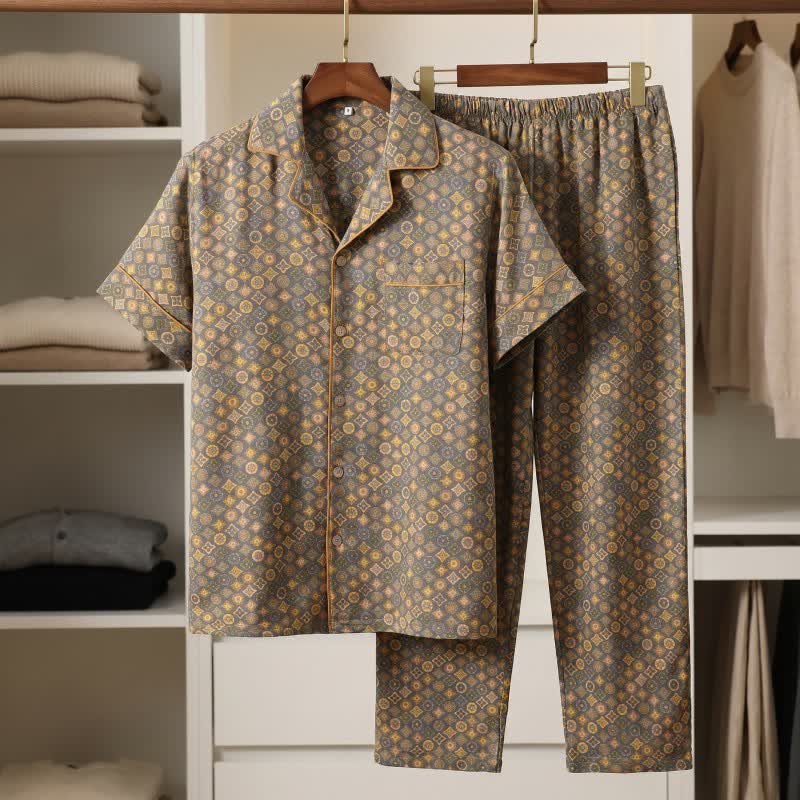 Completo da casa unisex in cotone con motivi geometrici vintage. - image 2