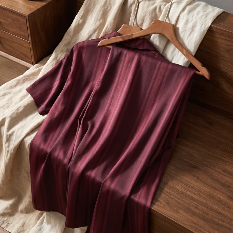 Completo da casa in cotone a righe verticali bordeaux - image 6