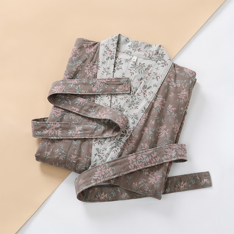 Kimono reversibile in cotone con stampa floreale - image 14