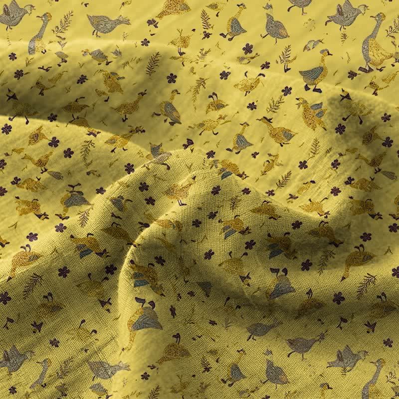 Copriletto in doppia garza di cotone con stampa floreale e motivo a papera. - image 3