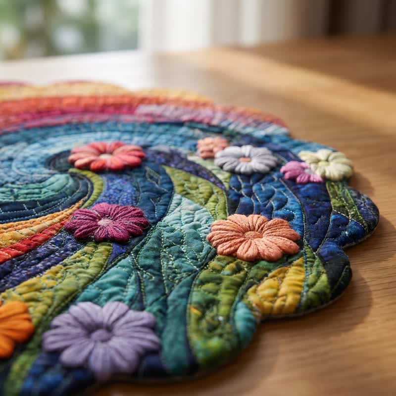 Tovaglietta in poliestere con motivo a spirale arcobaleno in stile boho - image 6
