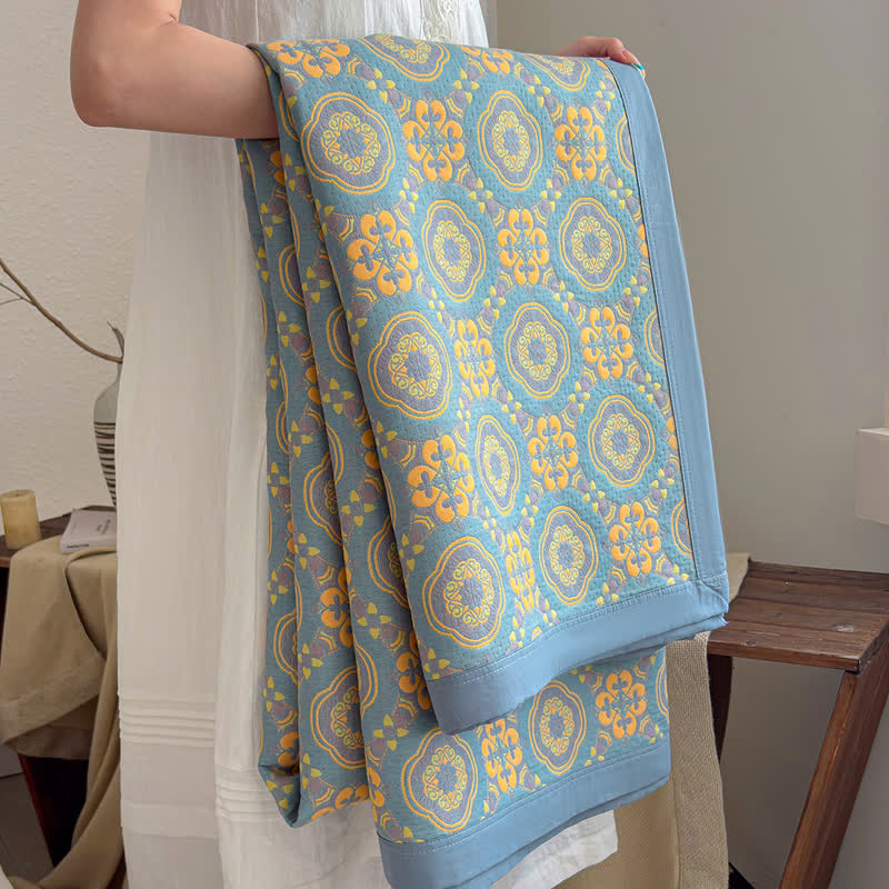 Copriletto reversibile a 3 strati in mussola stile boho - image 12
