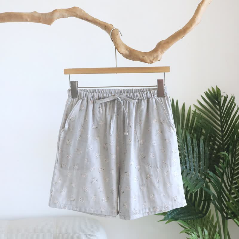 Pantaloncini da pigiama in cotone con stampa a fiori di ciliegio - Grigio chiaro - XL - image 14