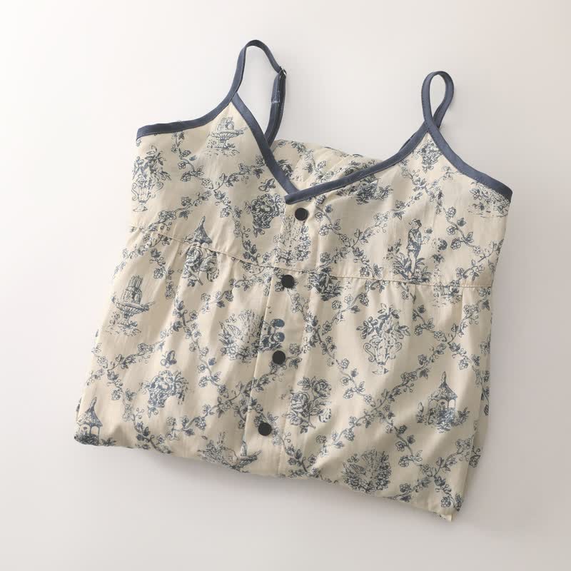 Camicia da notte da donna in cotone con stampa floreale - image 3