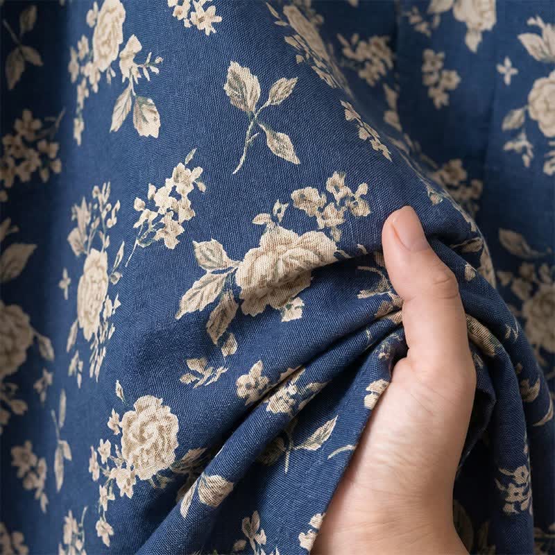 Kimono vintage blu indaco con stampa floreale - image 7