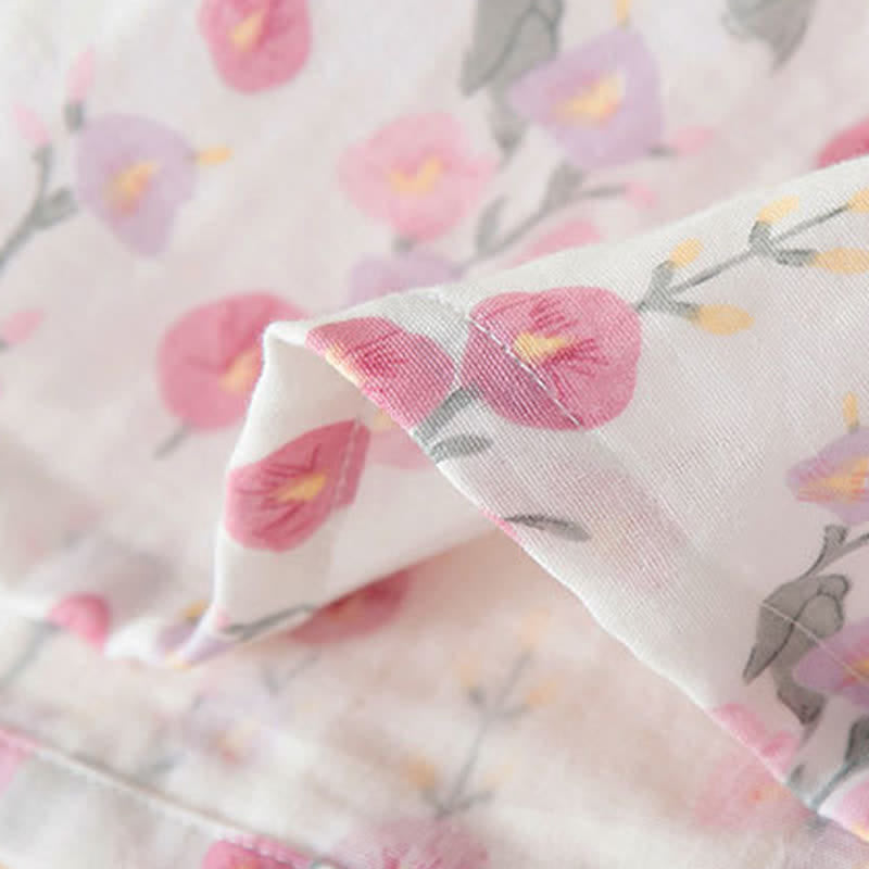 Camicia da notte in cotone con stampa floreale rosa pastorale - image 9