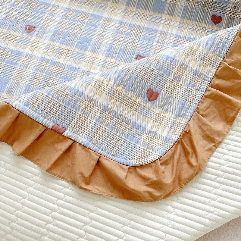 Copriletto in twill di cotone con stampa a quadri e cuori - image 6