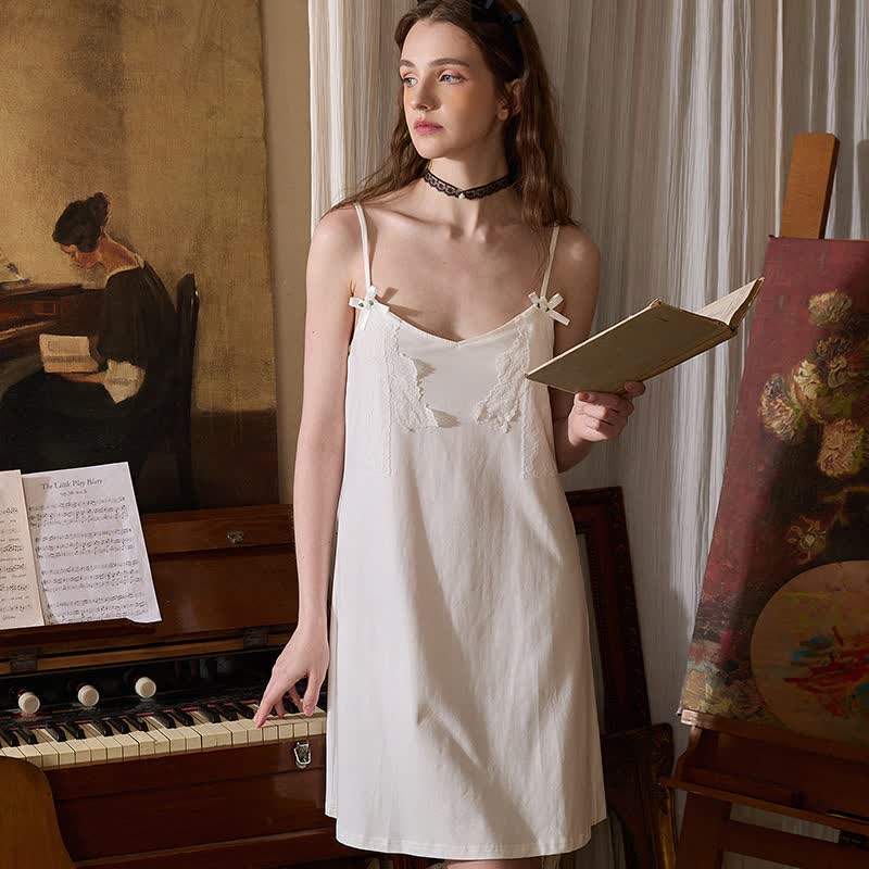 Sottoveste in cotone e pizzo - image 3