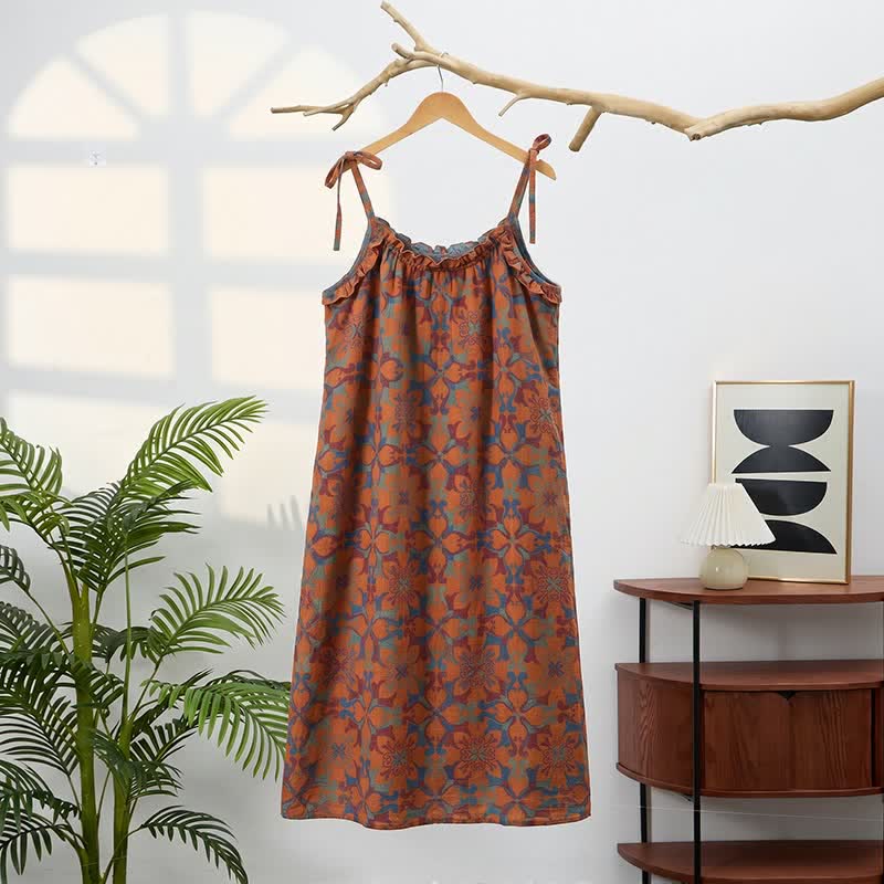 Camicia da notte vintage boho in cotone con canotta - image 9