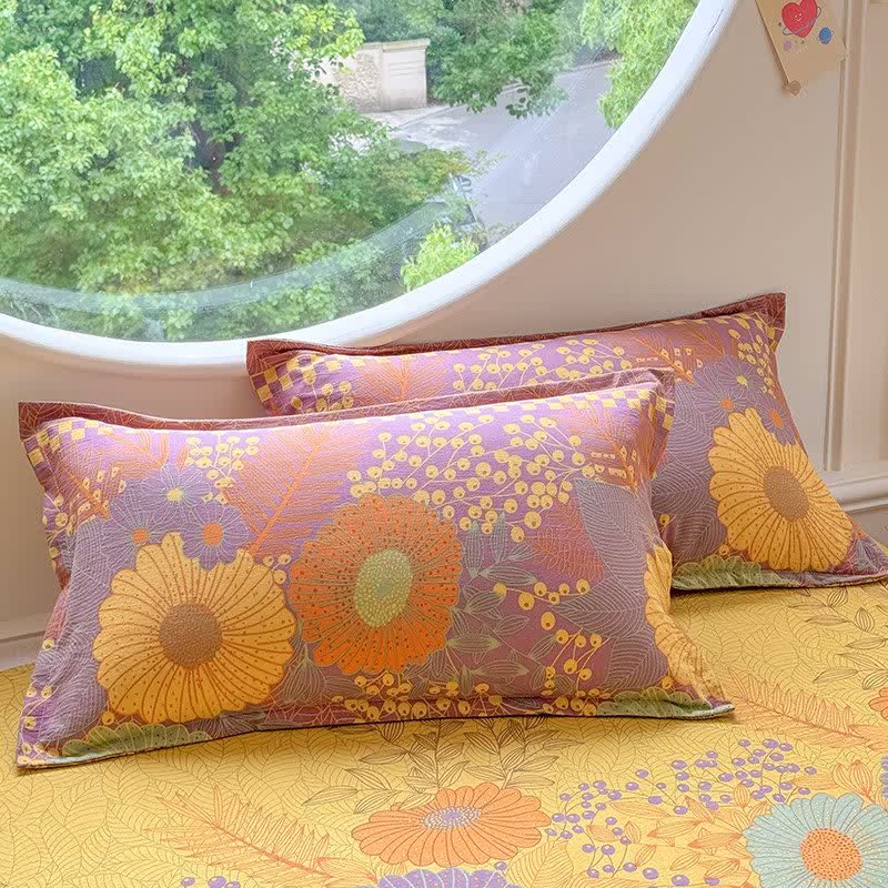 Set di biancheria da letto in doppia garza di cotone con motivo girasole (4 pezzi) - image 3
