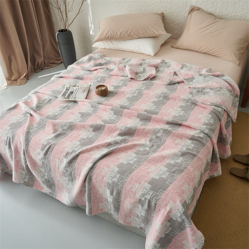 Coperta reversibile in mussola di cotone con motivi geometrici - image 7
