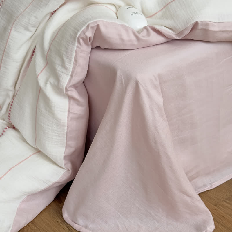 Set di biancheria da letto a quattro pezzi in cotone lavato con stampa "Pink Blossom" - image 5