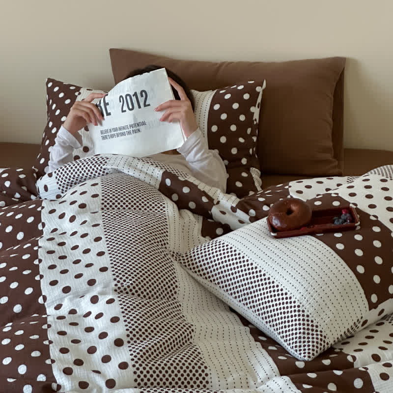 Set di biancheria da letto in doppia garza con motivo patchwork a pois - image 9