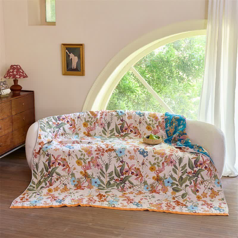 Coperta/trapunta reversibile in garza di cotone Cottage Bloom - image 4
