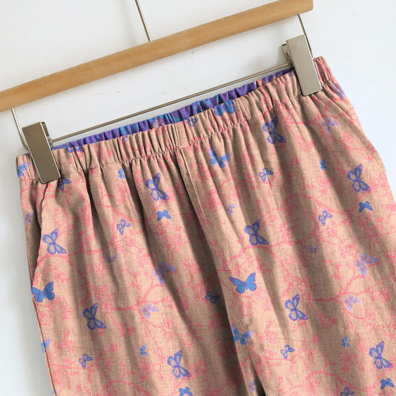 Completo composto da canotta e pantaloni da casa con stampa a farfalle. - image 7