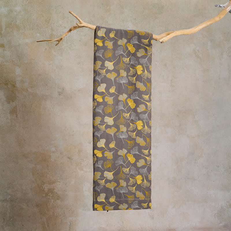 Tessuto jacquard di cotone con grandi foglie di ginkgo - image 9