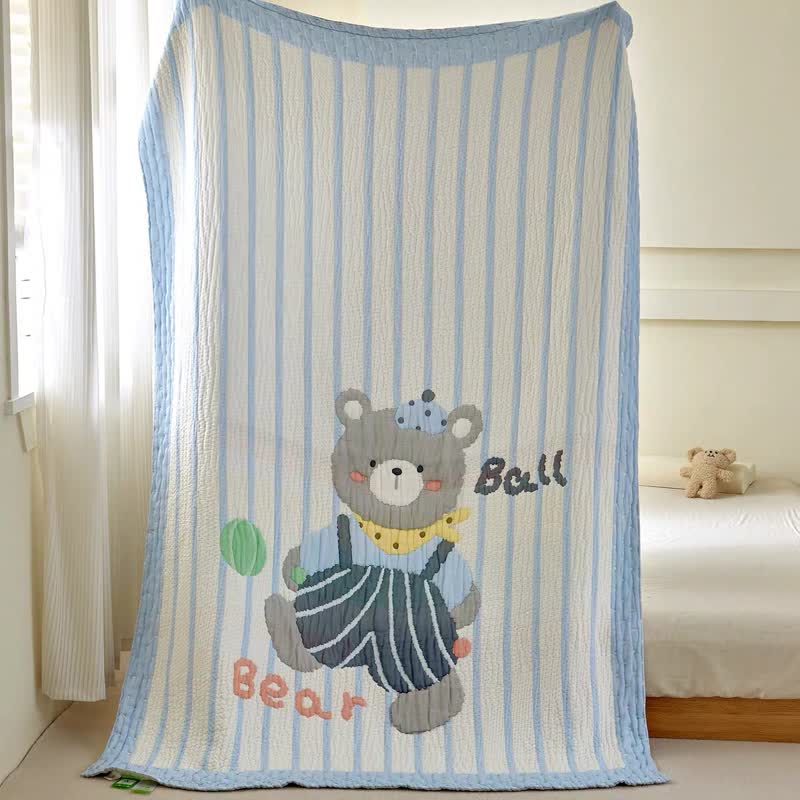 Copertina per neonato trapuntata in lyocell con orsetto a righe - image 6