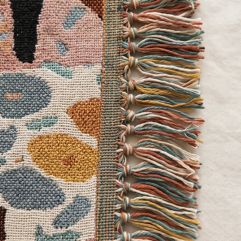 Coperta con frange intrecciate a tema gatto in stile boho - image 4