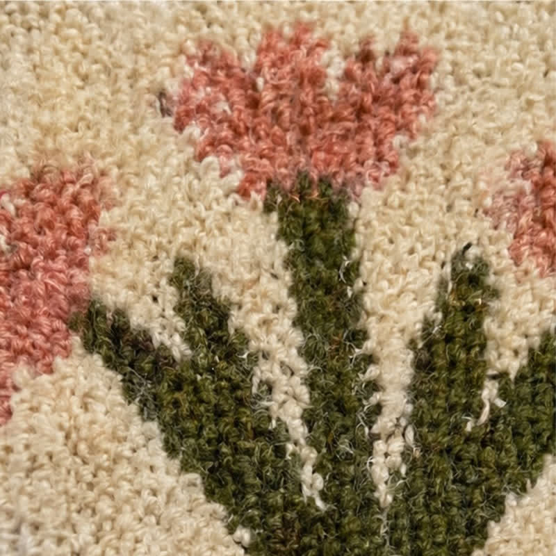 Coperta patchwork con frange e motivo a cuccioli - image 4