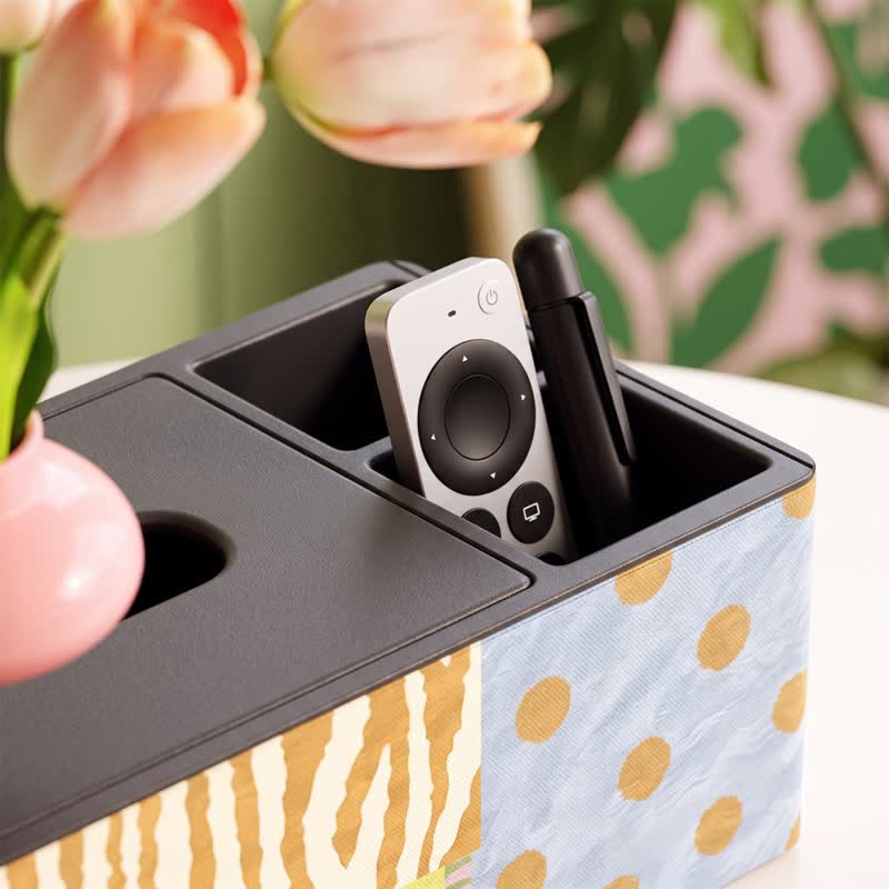 Porta fazzoletti in legno con motivo a patchwork di gatti giocosi - image 5