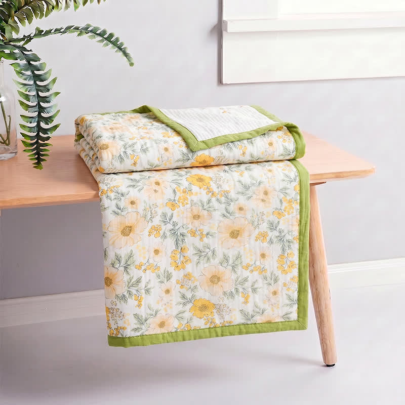 Coperta in garza di cotone gialla Meadow Bloom - image 6