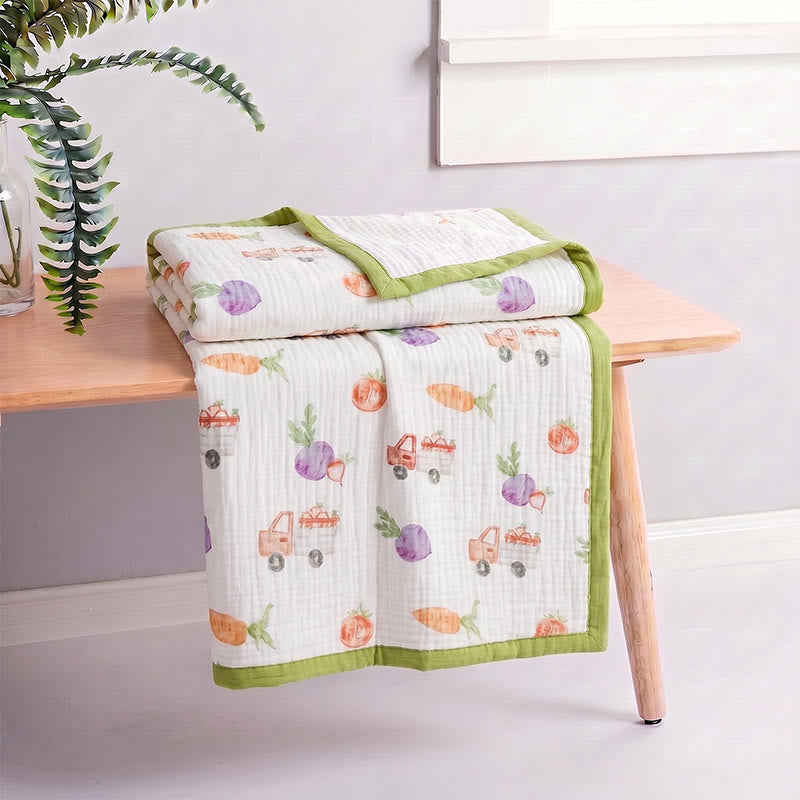 Coperta in garza di cotone con stampa di ortaggi da giardino - image 6