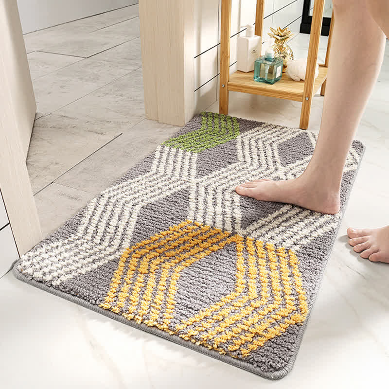 Tappeto da bagno antiscivolo morbido con motivo a foglie Ownkoti