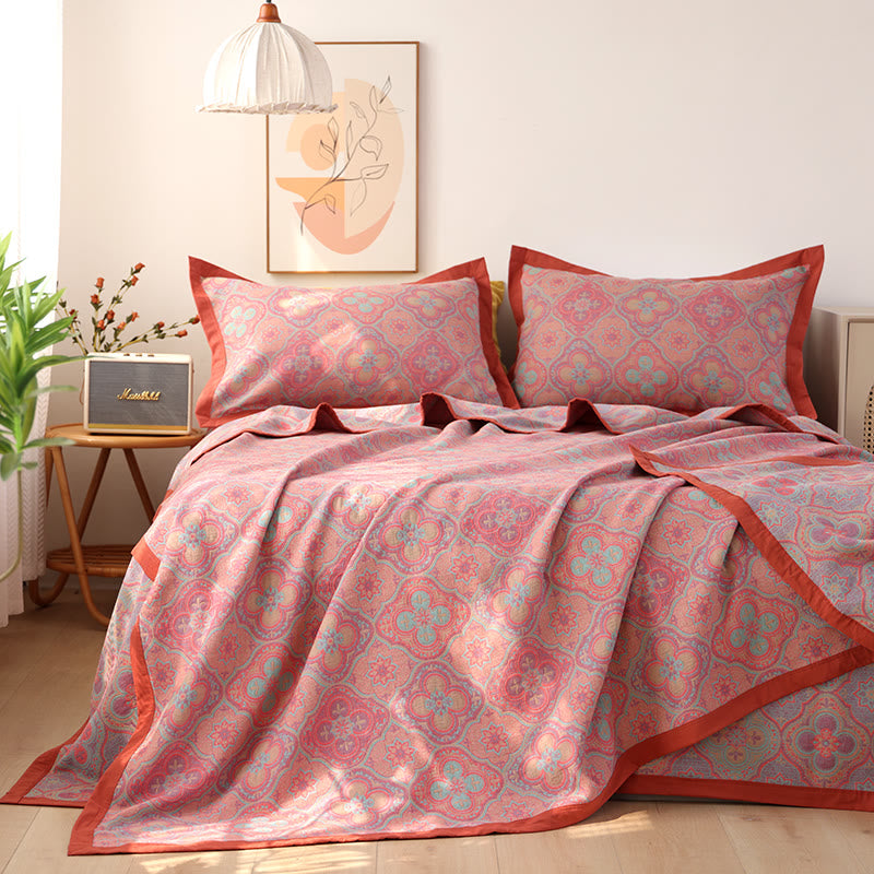 Trapunta reversibile in cotone con motivo a fiori di petalo - 2 federe - Rosa - 50cm x 80cm - image 3