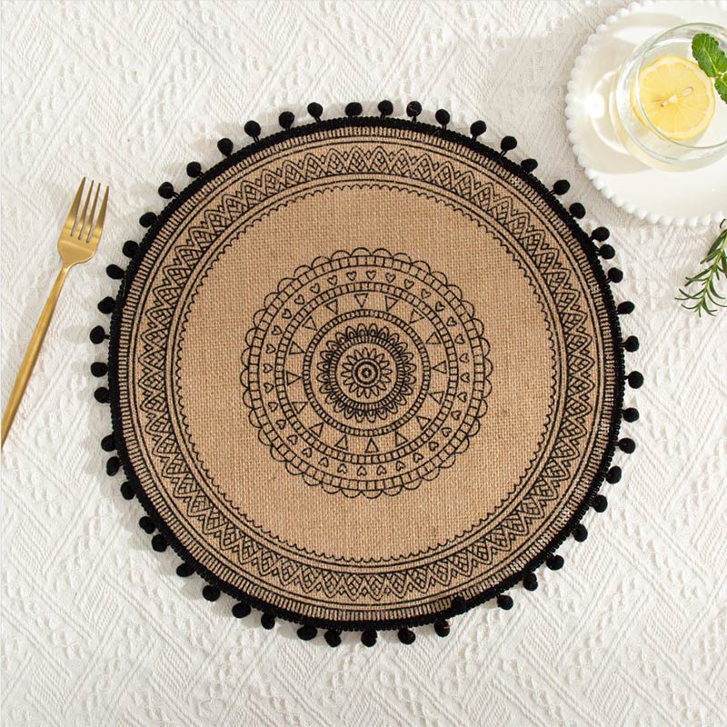Tovagliette in lino e cotone intrecciato nero Ownkoti (3 pezzi)