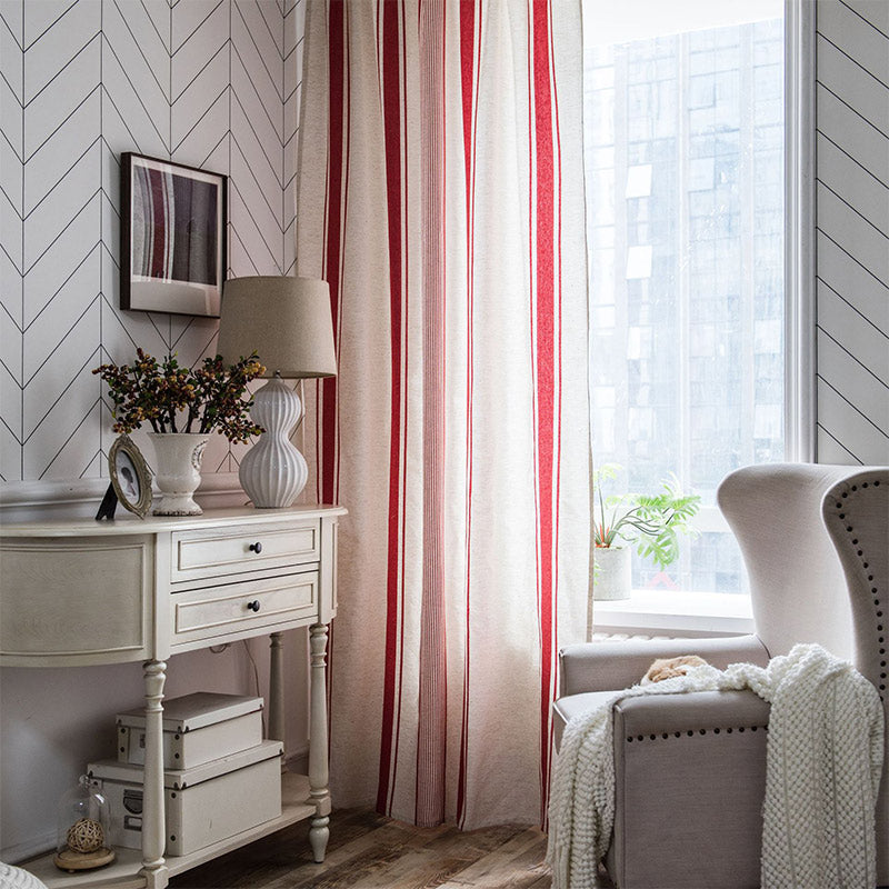 Tende a righe colorblock Ownkoti in cotone e lino