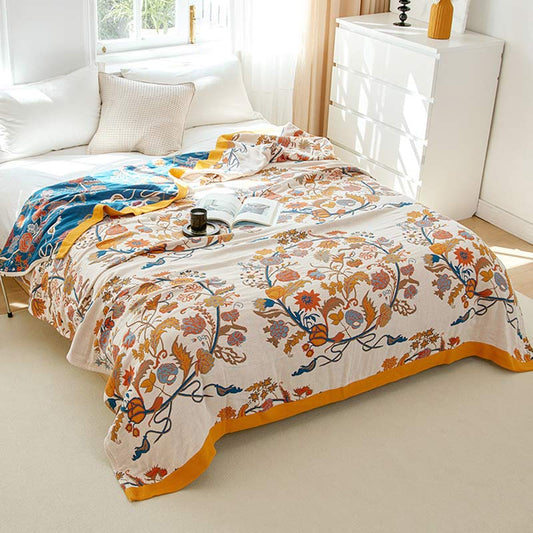 Trapunta reversibile in cotone con motivo a fiori in fiore