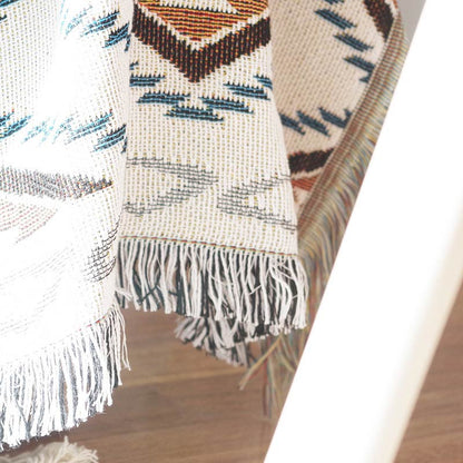 Coperta da salotto in maglia bohémien con nappa