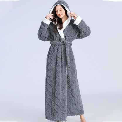 Accappatoio lungo con cappuccio in jacquard Ownkoti e cintura