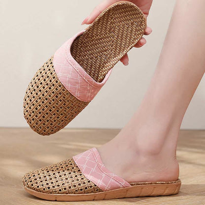 Moderne pantofole in lino antiscivolo traforate