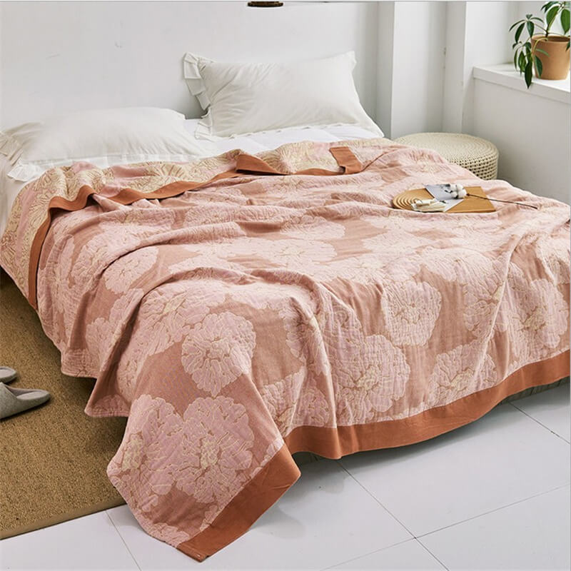 Trapunta reversibile leggera in cotone Peony