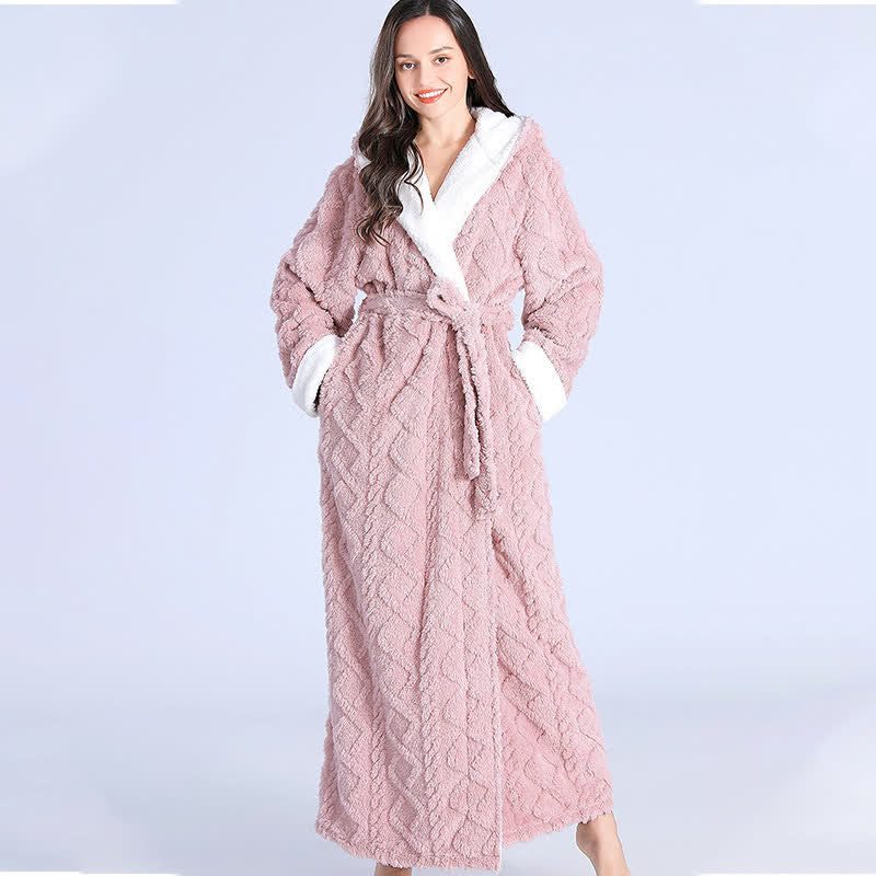 Accappatoio lungo con cappuccio in jacquard Ownkoti e cintura