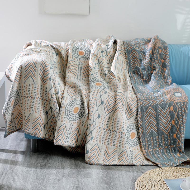 Asciugamano reversibile per divano, trapunta in cotone a righe Boho Ownkoti