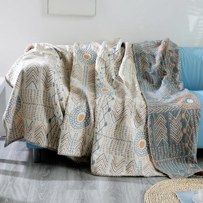 Asciugamano reversibile per divano, trapunta in cotone a righe Boho Ownkoti