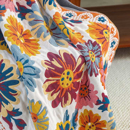 Asciugamano da bagno in morbido cotone con fiori luminosi
