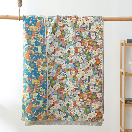 Asciugamano da bagno reversibile con motivo floreale in stile dipinto